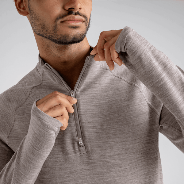 Hejma Men's Merino Zip Top — Blue