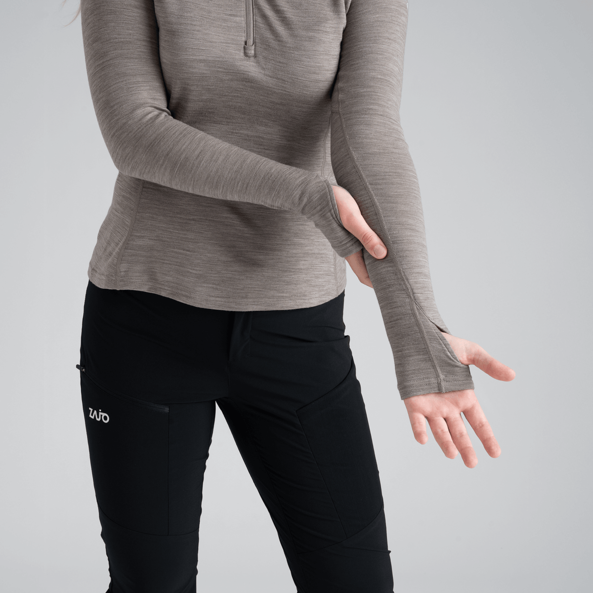 Hejma Women's Merino Zip Top — Taupe Beige