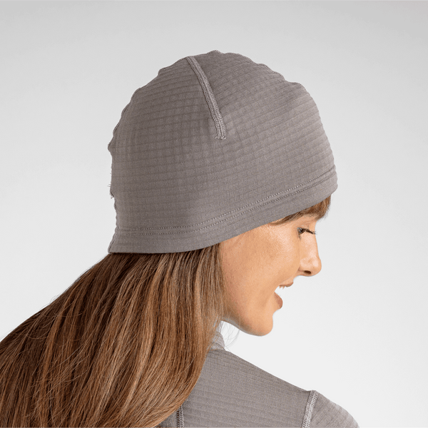 Kovri Merino Grid Beanie — Grey Navy